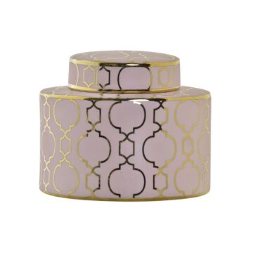 Vaso Dkd Home Decor Porcelana Cor de Rosa Dourado Oriental (18 X 18 X 16 cm)