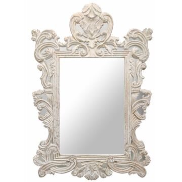 Espelho de Parede Dkd Home Decor Cristal Branco Madeira de Mangueira Decapé (90 X 3 X 135 cm)