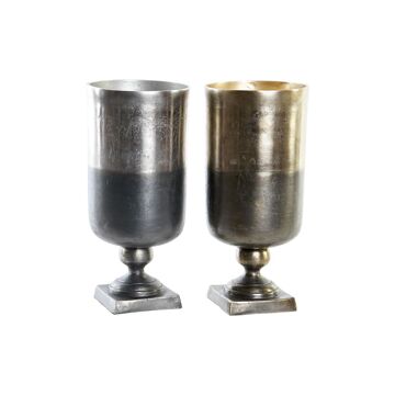 Vaso Dkd Home Decor Duas Cores Alumínio Moderno (2 Unidades) (15 X 15 X 33 cm)