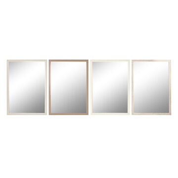 Espelho de Parede Home Esprit Branco Castanho Bege Cinzento Creme Cristal Poliestireno 66 X 2 X 92 cm (4 Unidades)