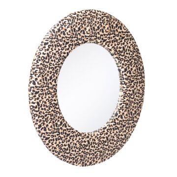 Espelho de Parede 48 X 2 X 48 cm Tecido Sintético Leopardo Dmf