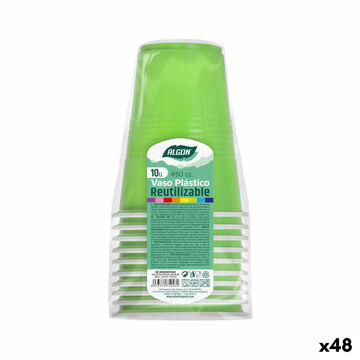 Conjunto de Copos Reutilizáveis Algon Verde 48 Unidades 450 Ml (10 Peças)