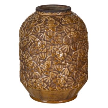 Vaso 20,5 X 20,5 X 26,5 cm Cerâmica Castanho
