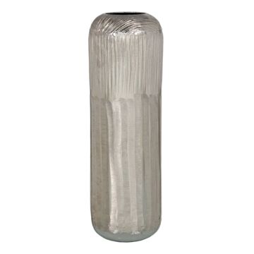 Vaso 15 X 15 X 48 cm Prata Alumínio