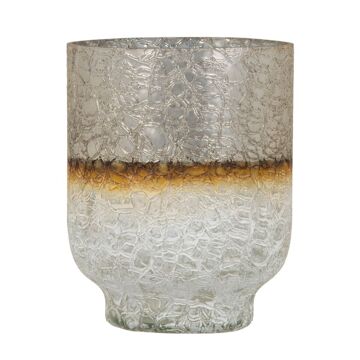 Vaso Cristal Dourado Branco 15 X 15 X 19 cm