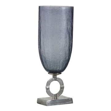 Vaso 17 X 17 X 47 cm Cristal Cinzento Metal Prata