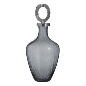 Vaso Cristal Cinzento Metal Prata 23 X 23 X 47 cm