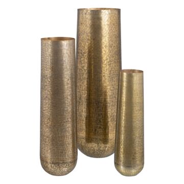 Vaso 38 X 38 X 109 cm Dourado Alumínio (3 Peças)