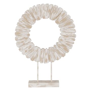 Escultura Branco Bege Anel 45 X 10 X 59 cm