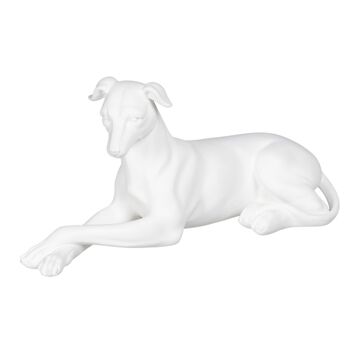 Figura Decorativa Branco Cão 18 X 12,5 X 37 cm