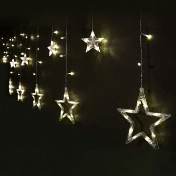Cortina de Luzes LED Cálido Estrelas
