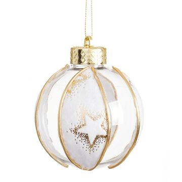 Bolas de Natal Branco Transparente Dourado Plástico Tecido Estrelas 6 X 6 X 6 cm (6 Unidades)