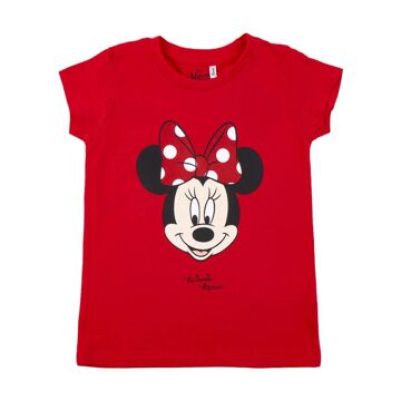 Camisola de Manga Curta Infantil Minnie Mouse Vermelho 4 Anos
