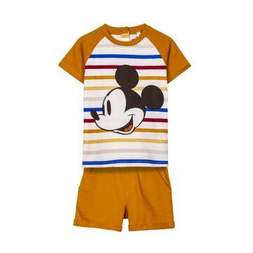 Conjunto de Vestuário Mickey Mouse Infantil Mostarda 24 Meses