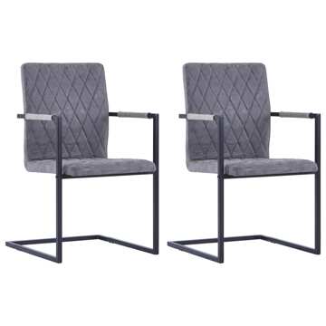 Cadeiras de Jantar 2pcs Cantilever Couro Artif. Cinzento-escuro