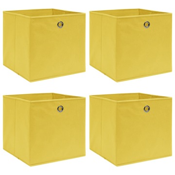 Caixas de Arrumação 4 pcs 32x32x32 cm Tecido Amarelo