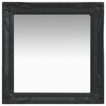 Espelho de Parede Estilo Barroco 60x60 cm Preto