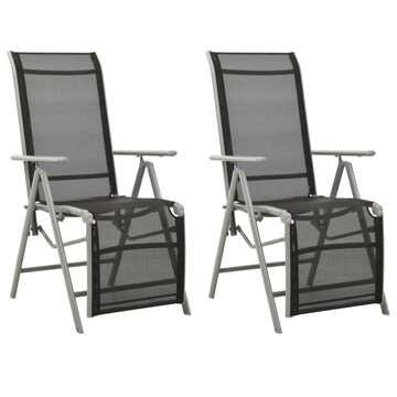 Cadeiras Jardim Reclináveis 2 pcs Textilene e Alumínio Prateado
