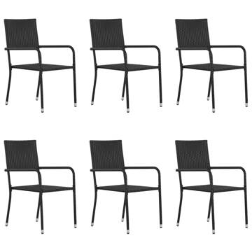 Cadeiras de Jantar para Jardim 6 pcs Vime Pe Preto