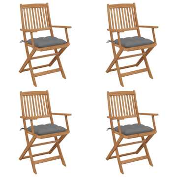 Cadeiras de Jardim Dobráveis C/ Almofadões 4 pcs Acácia Maciça