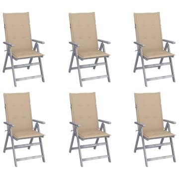 Cadeiras Jardim Reclináveis C/ Almofadões 6 pcs Acácia Maciça