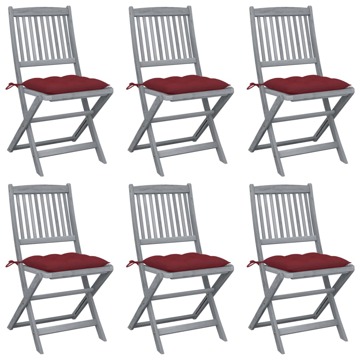 Cadeiras Exterior Dobráveis C/ Almofadões 6 pcs Acácia Maciça