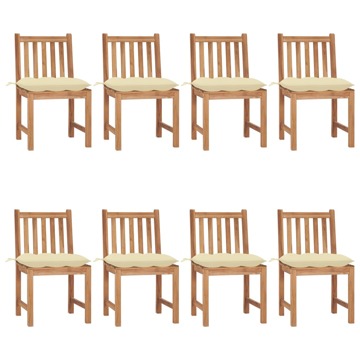 Cadeiras de Jardim 8 pcs C/ Almofadões Madeira de Teca Maciça