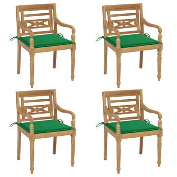 Cadeiras Batávia com Almofadões 4 pcs Madeira de Teca Maciça