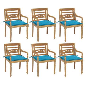 Cadeiras Batávia com Almofadões 6 pcs Madeira de Teca Maciça