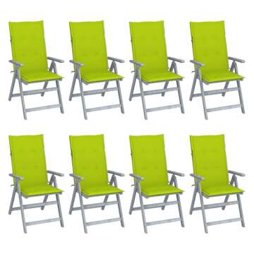 Cadeiras Jardim Reclináveis C/ Almofadões 8 pcs Acácia Cinzento
