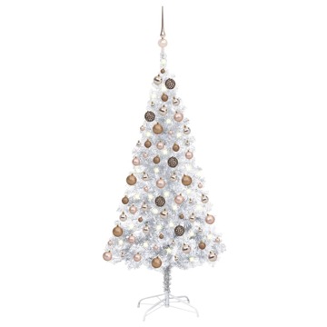 Árvore Natal Artificial + Luzes Led/bolas 150 cm Pet Preateado