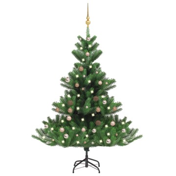 Árvore Natal Artif. Luzes Led/bolas 150cm Abeto Caucasiano Verde