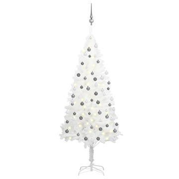 Árvore de Natal Artificial com Luzes LED e Bolas 180 cm Branco