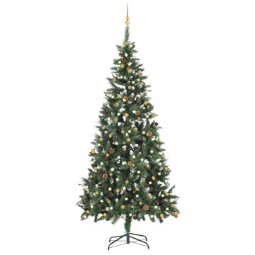 Árvore de Natal Artificial com Luzes LED e Bolas 210 cm