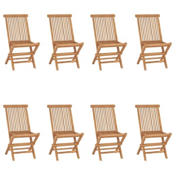 Cadeiras de Jardim Dobráveis 8 pcs Madeira de Teca Maciça