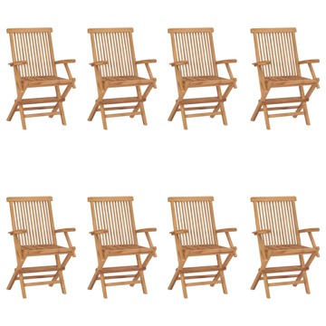 Cadeiras de Jardim Dobráveis 8 pcs Madeira de Teca Maciça