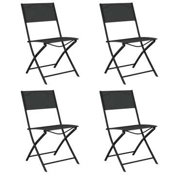 Cadeiras de Exterior Dobráveis 4 pcs Aço e Textilene Preto