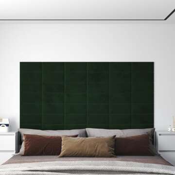 Painel de Parede 12 pcs 30x15 cm Veludo 0,54 M² Verde-escuro