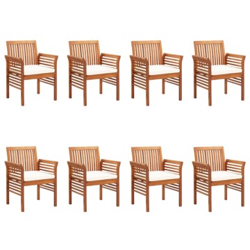 Cadeiras de Jantar P/ Jardim com Almofadões 8 pcs Acácia Maciça
