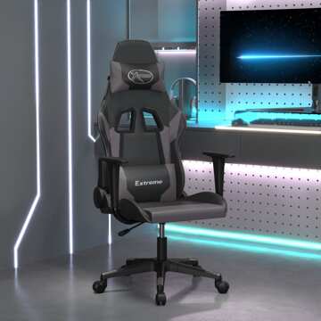 Cadeira Gaming Couro Artificial Preto e Cinzento