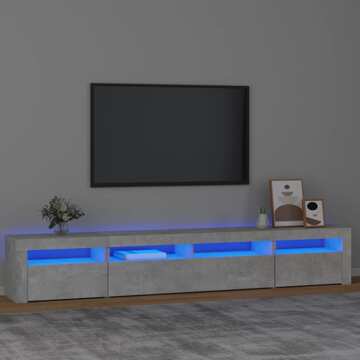 Móvel de Tv com Luzes LED 240x35x40 cm Cinzento Cimento