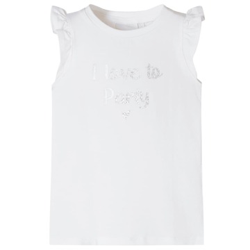 T-shirt P/ Criança Manga com Folhos Branco 116