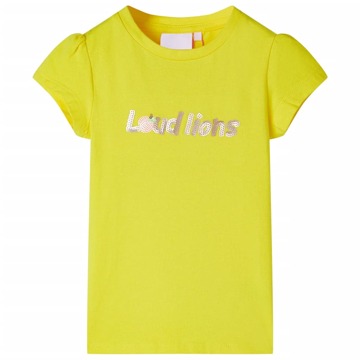 T-shirt Manga Curta Criança C/letras Lantejoulas Amarelo-brilhante 104