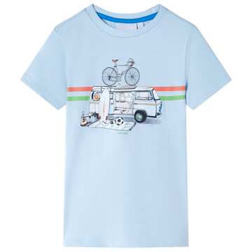 T-shirt para Criança com Estampa de Autocarro Azul-claro 104