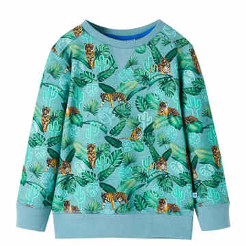 Sweatshirt para Criança Estampa Floral/tigre Verde-claro Mesclado 128