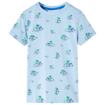 T-shirt Infantil Estampa de Coqueiros Azul-claro 128
