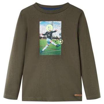 T-shirt Manga Comprida P/ Criança C/ Estampa Futebolista Cor Caqui 104
