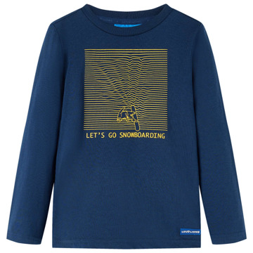 T-shirt Manga Comprida P/ Criança Estampa Snowboard Azul-marinho 104
