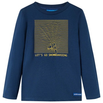 T-shirt Manga Comprida P/ Criança Estampa Snowboard Azul-marinho 140