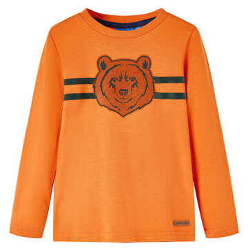 T-shirt Manga Comprida P/ Criança Estampa de Urso Laranja-escuro 104